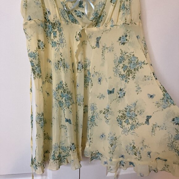 Vintage Y2K California Dynasty Top Womens L Sheer Butterfly Cami Babydoll Fairy - Picture 2 of 9